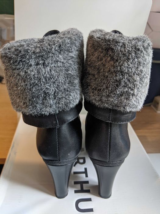 Buty, Botki zimowe, trzewiki ocieplane, skórzane McArthur czarne 36