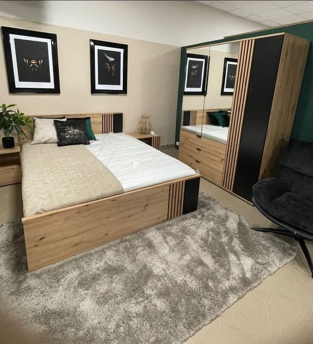 Meble do sypialni szafa komoda łóżko 160x200 transport zestaw