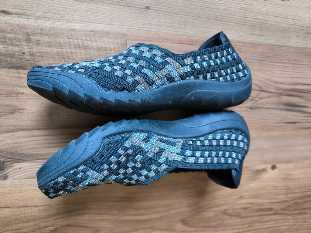 Rock Spring buty damskie 38 czarne złote srebrne wsuwane memory foam