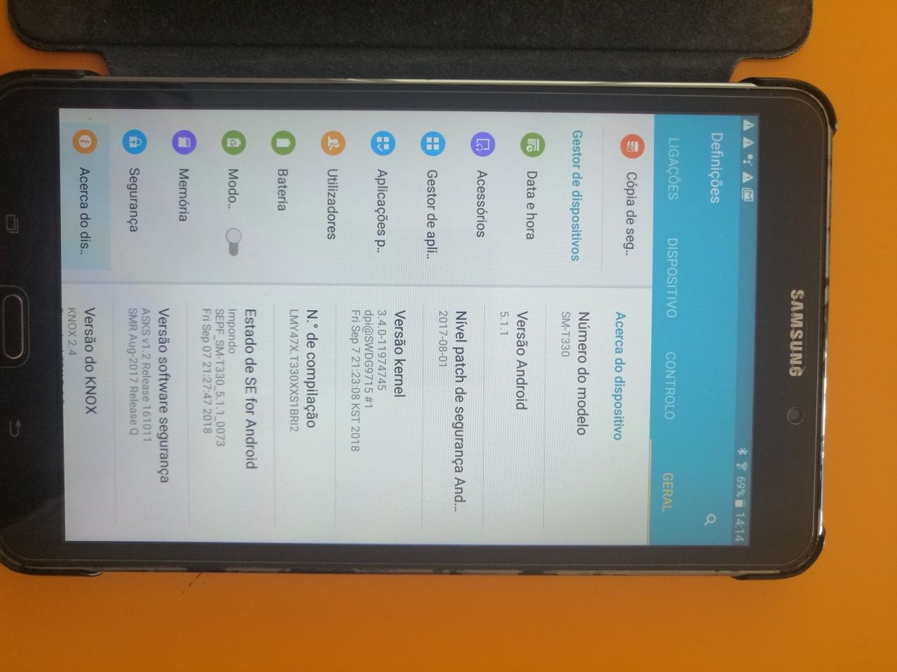 Tablet Samsung SM-T330 versão 5.1.1