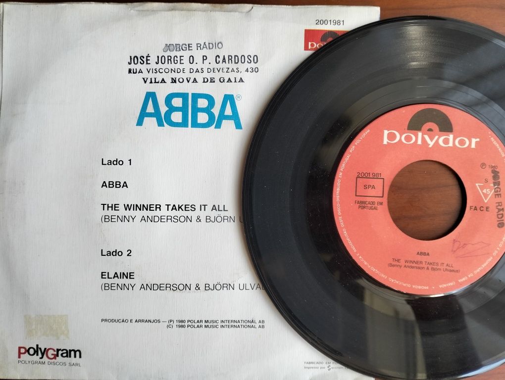 Disco de vinil single ABBA - The Winner Takes It All