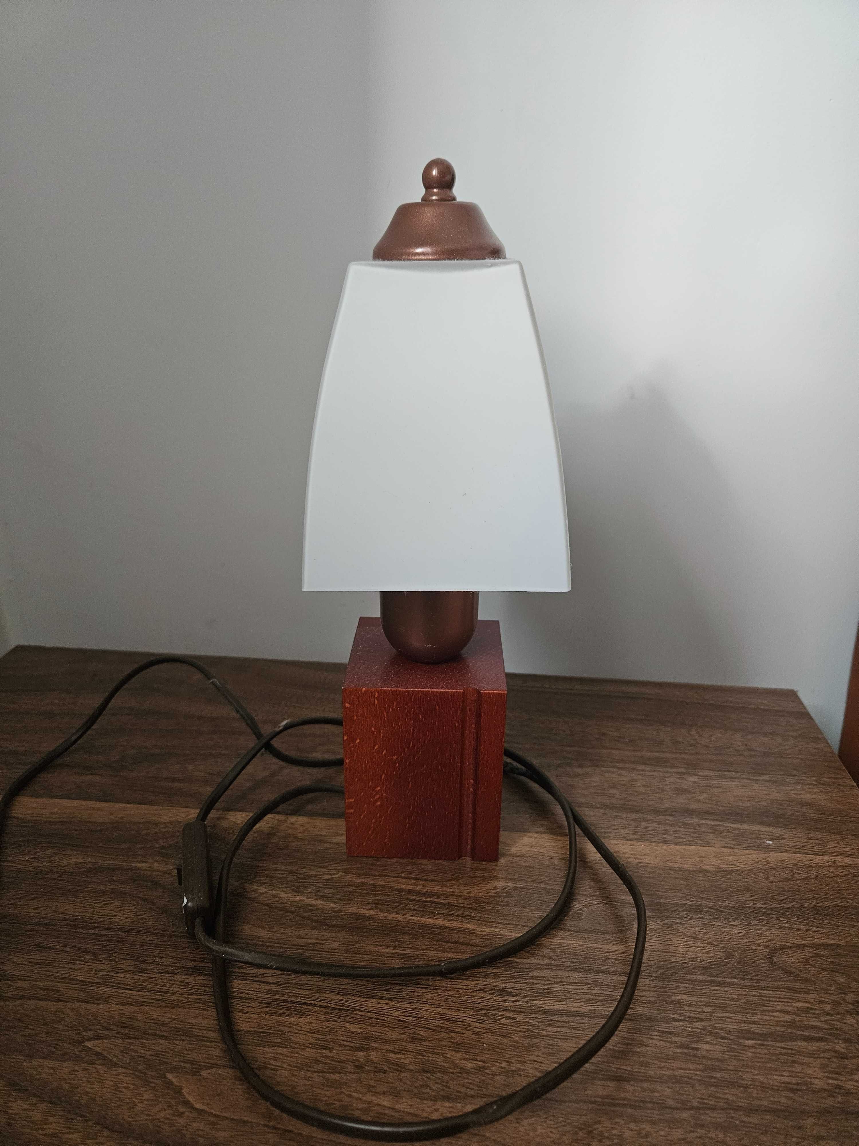 Lampka nocna drewno+szkło