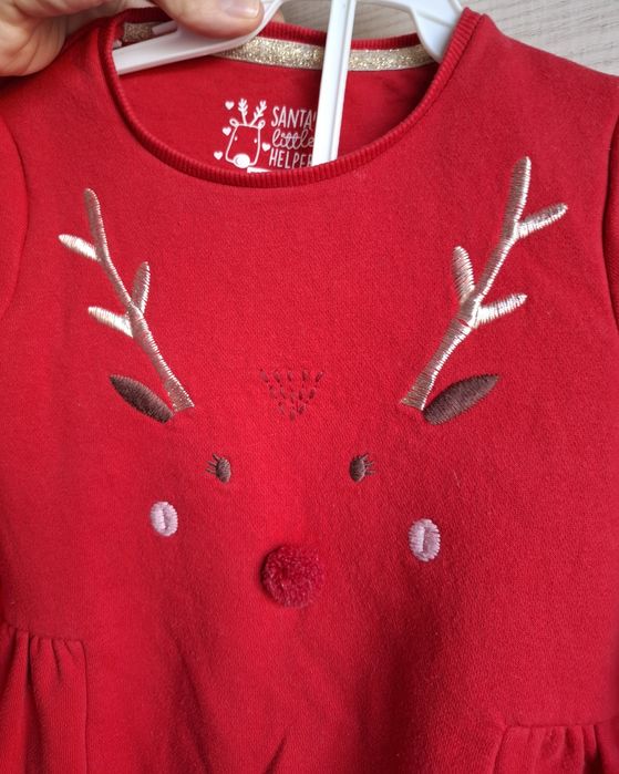Ciepła sukienka świąteczna 116 5-6lat renifer reniferek