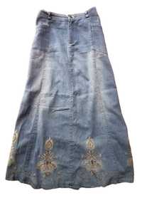 Spódnica DOLLSKILL zdobiona jeans vintage maxi