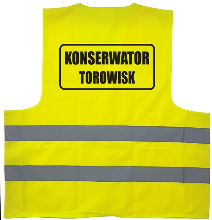 kamizelka odblaskowa, kamizelka z nadrukiem konserwator torowisk