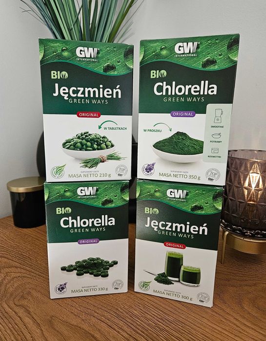 Green Ways zestaw 4 dowolnych produktów / Chlorella + Jęczmień