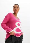 B.P.C sweter oversize różowy pink lady z białym wzorem ^40/42
