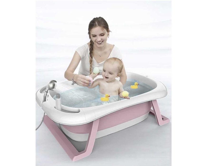 Wanienka Dla Dzieci Niemowląt Składana z Termometrem LCD i Poduszką