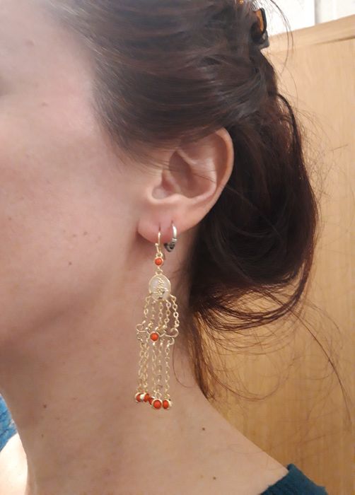 Brincos de imitação de estilo clássico chinês, dourados - NOVOS!