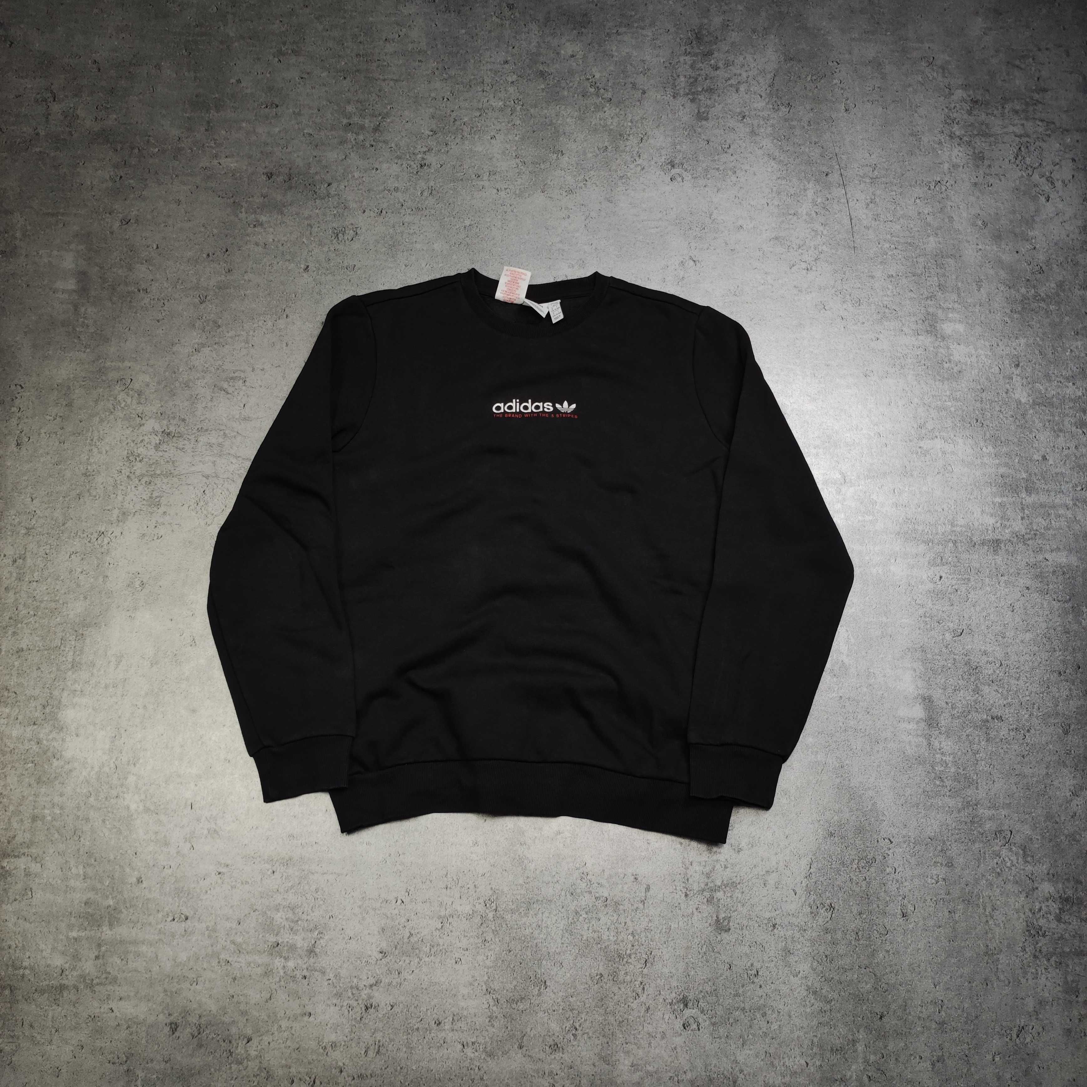 MĘSKA Bluza Czarna Casual Bawełna Adidas Haftowane Logo Originals