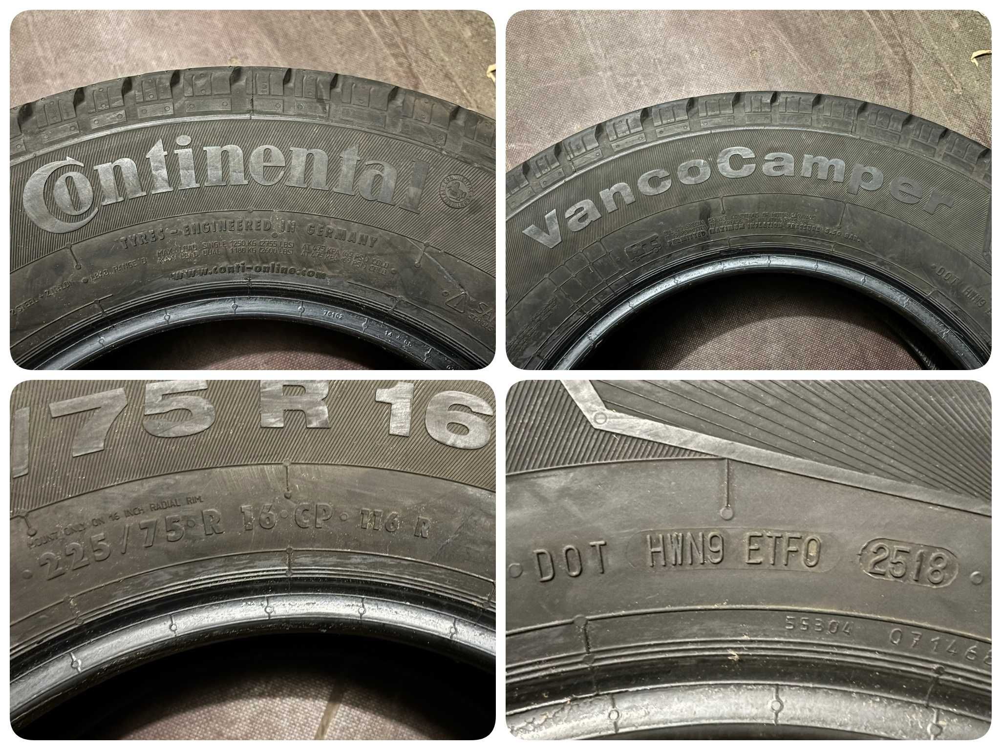 4X OPONY BUS 225/75R16C CP 116R Continental VancoCamper 9.5MM 2018R