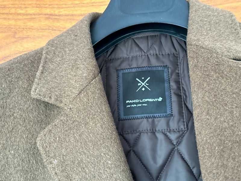Piękny męski płaszcz na zimę brązowy Pako Lorente rozmiar 54 z metkami