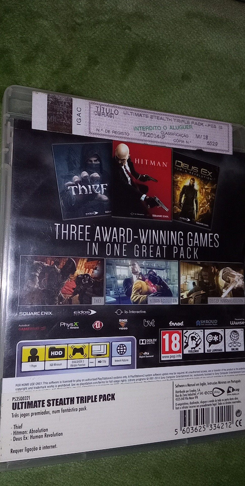 PS3•3Jogos -Ultimate Stealth.Triple Pack: Thief+Hitman+Deus Ex