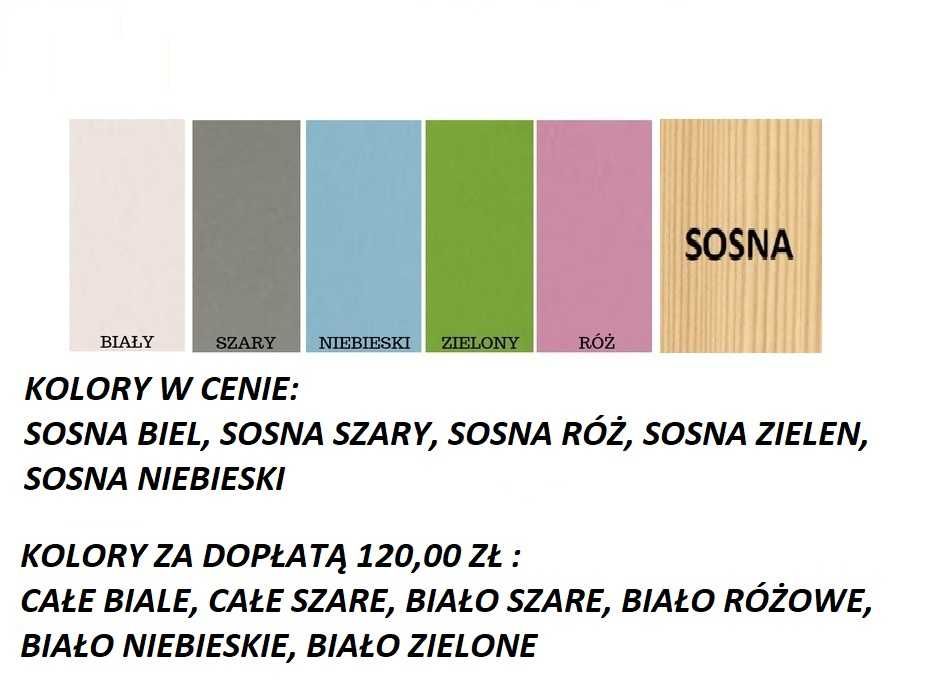 Piętrowe łóżko drewniane OLEK 3 os. z wysuwanym spaniem + szuflady