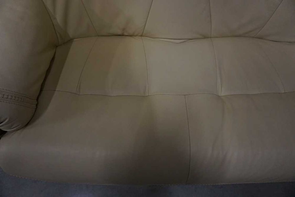 Zestaw na Stelażu Dębowym 3+1 Skóra Naturalna Jasna + Szuflady w-1116