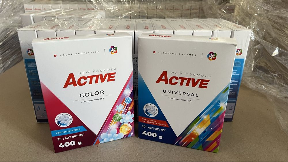 Сухі пральні порошки Active 0.4кг, 2.7кг, 5кг, 10кг, пакет, відро!