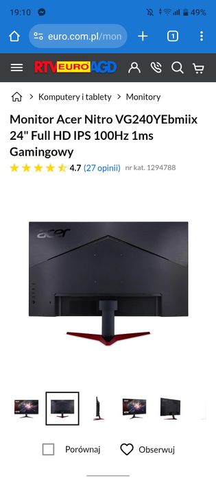 Konsola Xbox series s plus monitor Acer Nitro