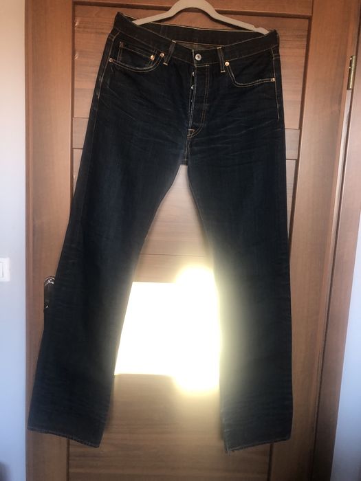 Dżinsy męskie Levis 501 W 33 L 34 granatowe przecierane