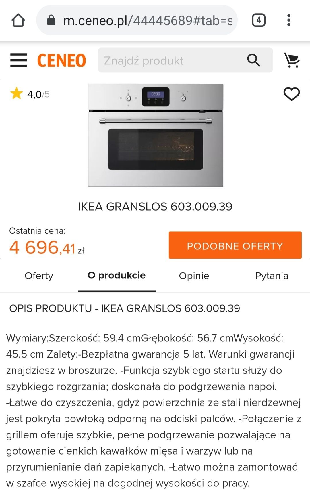 Kuchenka mikrofalowa do zabudowy Ikea