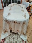 Toalha de linho puro bordada na madeira,uma jóia antiga,mas nunca usad