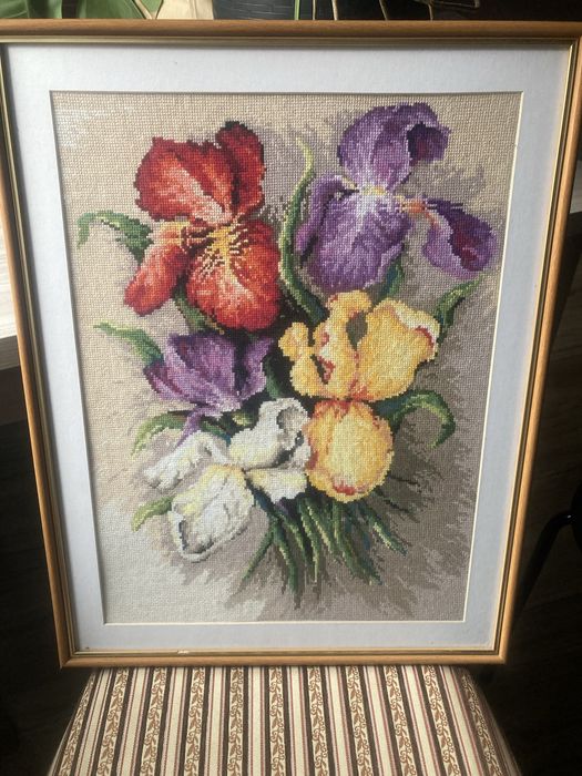 Obraz haft krzyzykowy -kwiaty