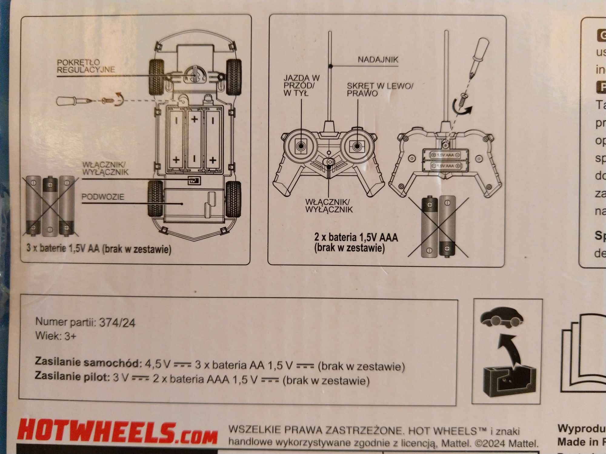 NOWY Samochód Zdalnie Sterowany Na Pilota 1:24 Hot Wheels +Pilot MONDO
