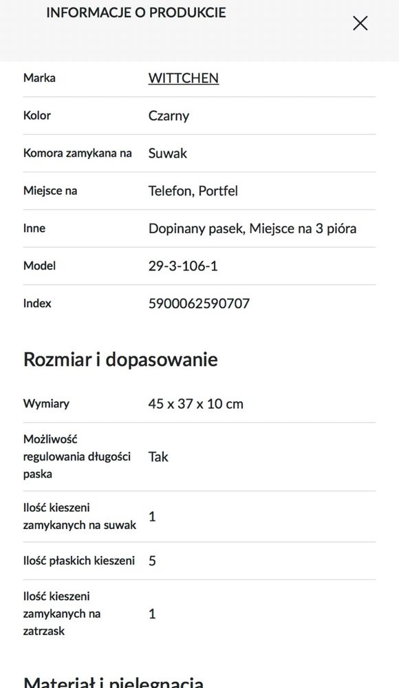 Wittchen nowa torba na laptopa