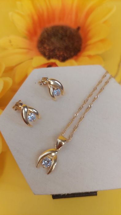 Conjunto luxo folheado a ouro 18 k com zirconia, semijoia de qualidade
