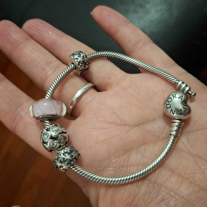 3 Pulseiras PANDORA ORIGINAIS coração 18cms, fecho Barril 18 e 18.5cms