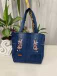 Jeansowa torebka handmade w kwiaty i cekiny