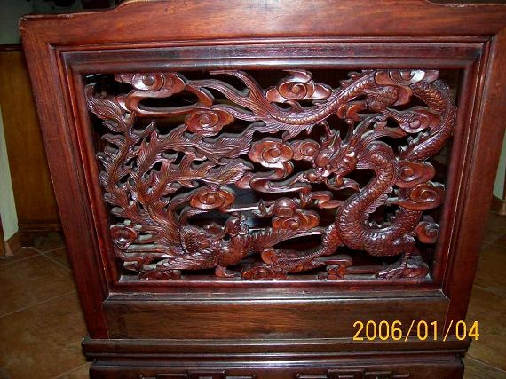 Fotel Chiński Drewno Egzotyczne Rzeźb.w smoki inne motywy