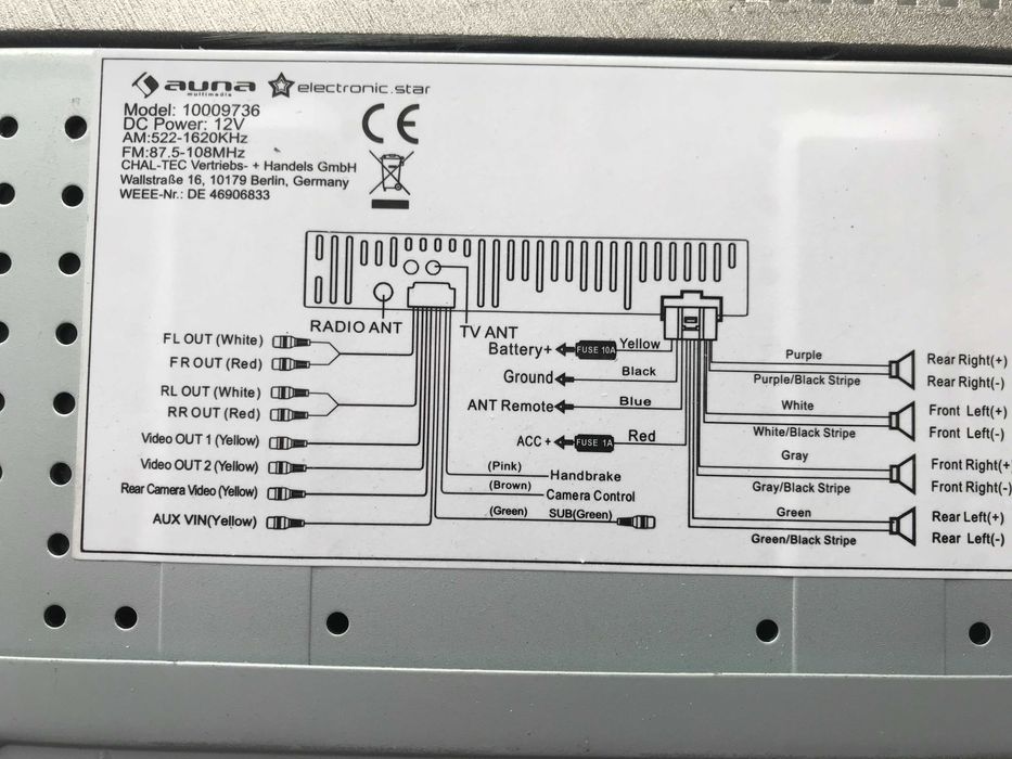 Автомагнітола мультим AUNA MVDз Bluetooth DVD USB SD 7"TFT з Німеччини