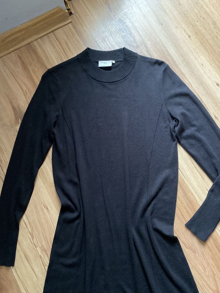 Zalando kaffe sukienka dzianinowa dlugi sweter z rozcieciem midi S M