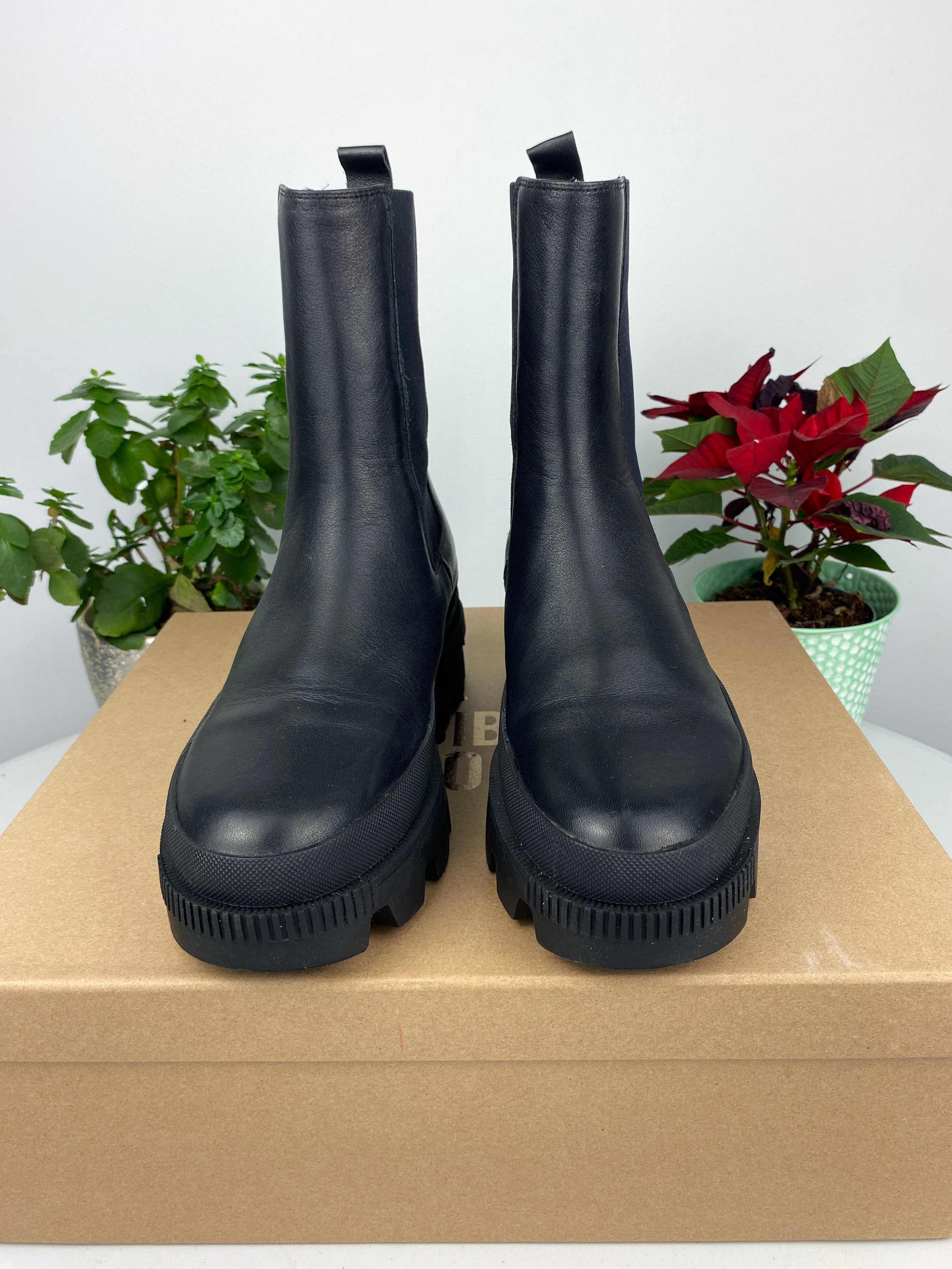 czarne buty botki sztyblety wsuwane bibi lou ankle boots r. 37 nr101z