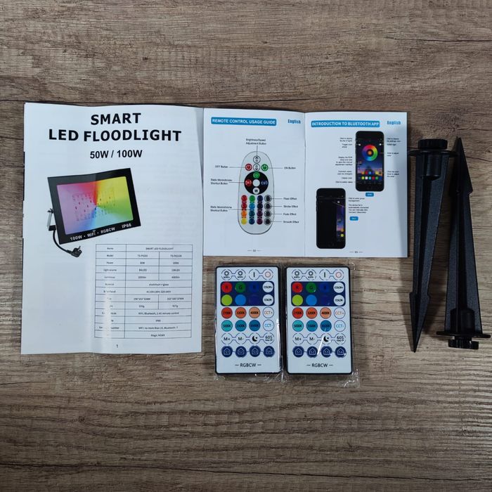 Zewnętrzny reflektor LED RGB 100 W z pilotem zdalnego sterowania