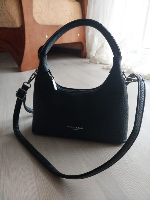 Сумка багет чёрная женская 2 ремешка