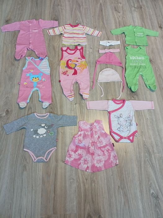 Zestaw ubrań dla dziewczynki, 2 x kombinezon, rozmiar 56 i 62, paka