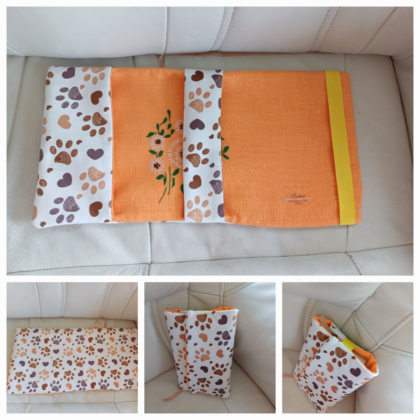 Nowy etui otulacz okładka na książkę uniwersalna handmade