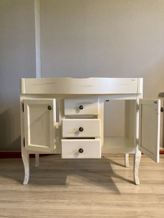 Sapho Retro szafka 89 cm podumywalkowa stojąca drewno świerkowe białe