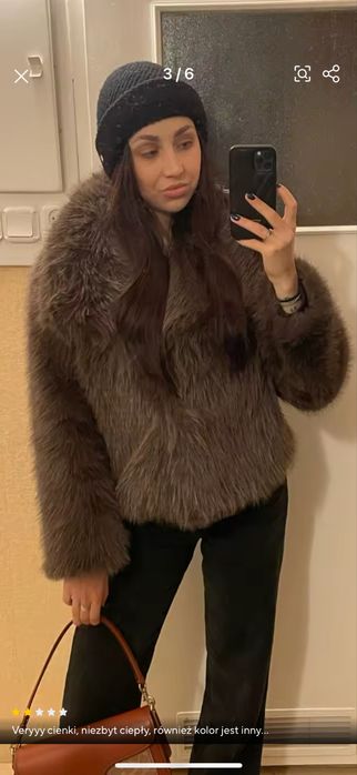 Futro brazowe futerko krotkie viral zara