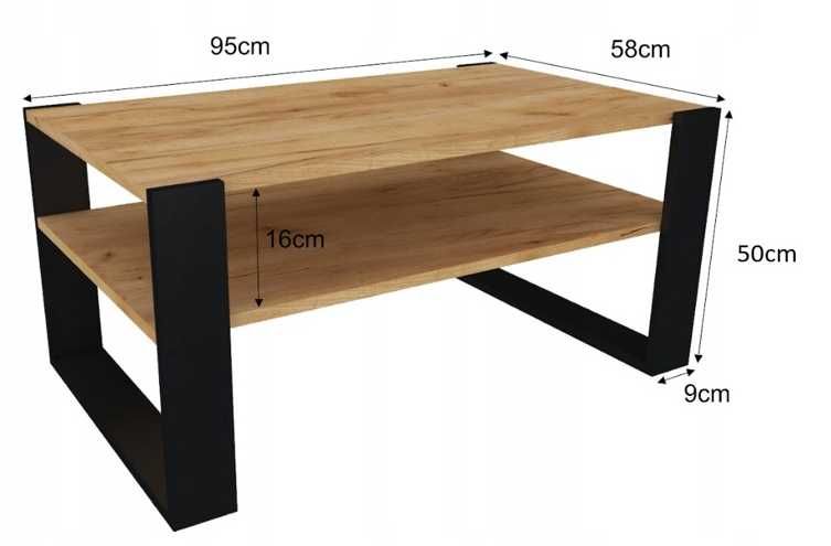 Nowy Stolik Kawowy Drewniany Dąb 95cm Do Salonu Ogrodu Ława Loft