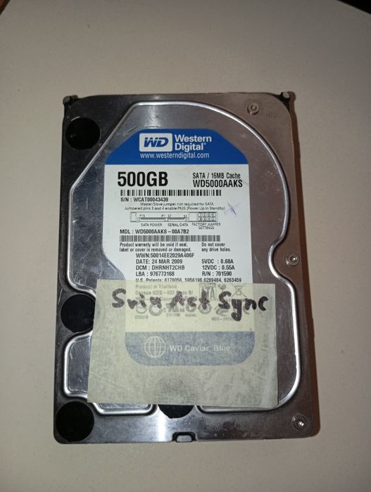 WD5000AAKS непрацюючий 500 GB ГБ HDD жорсткий диск