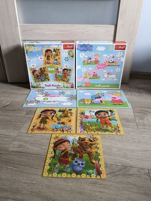 Puzzle zestaw Wissper i świnka Peppa Pig Trefl układanka 3w1 2w1