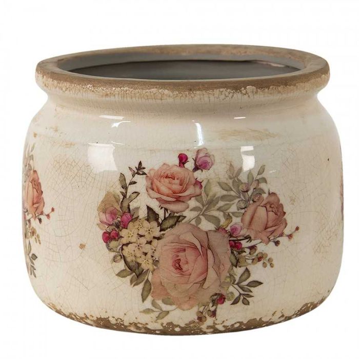 Donica osłonka ceramiczna w róże 20x15cm.  6CE1419L