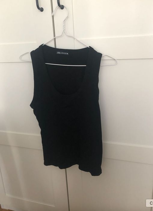 Zara czarny bawełniany top bez rękawów T-shirt koszulka bluzka r. M 38