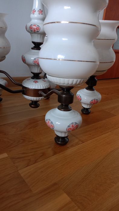 Żyrandol porcelanowy PRL Polam