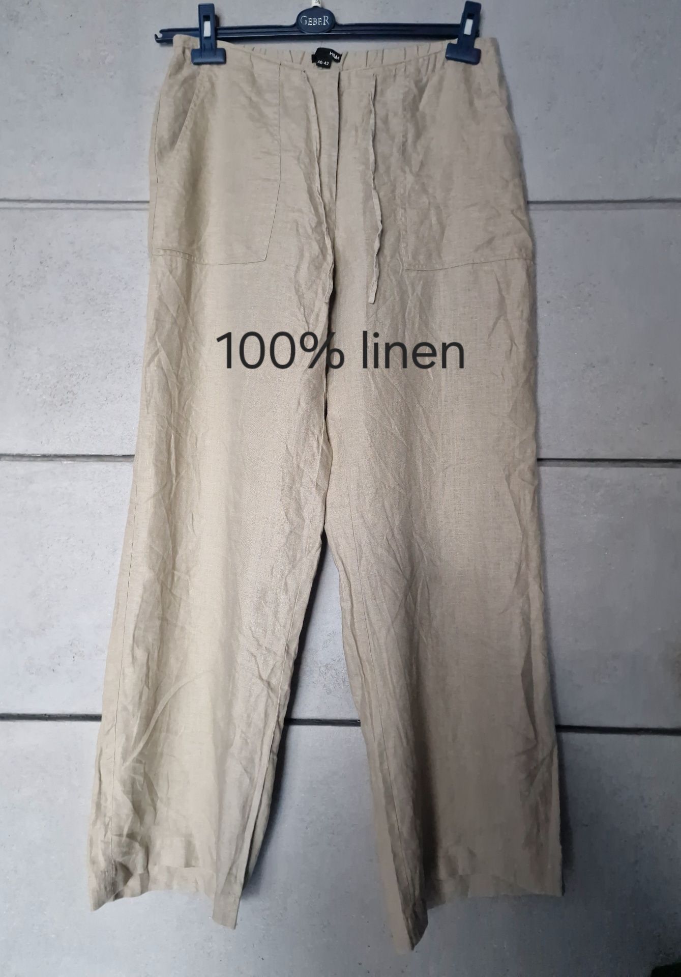 Szerokie spodnie lniane L xL 100% len h&M