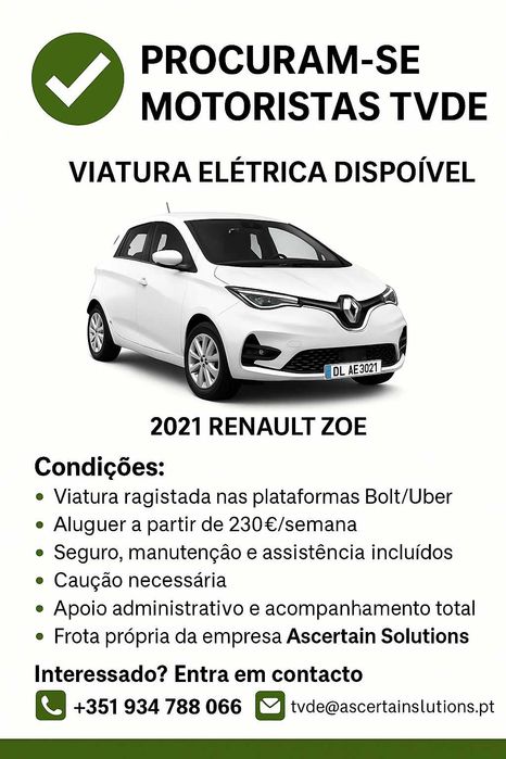 Aluguer Renault ZOE | Pronto a trabalhar