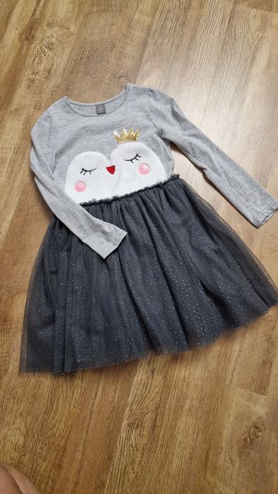 Sukienki 2sztuki 2pak długi rękaw szara i brudny róż rozm.134 święta