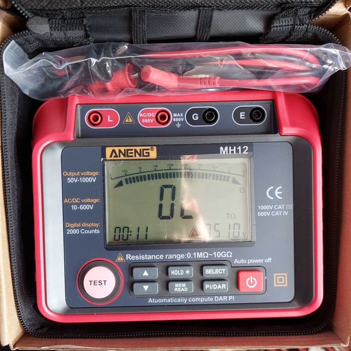Мегомметр прибор для электрика омметр, вольтметр Aneng MH-12 Оригинал